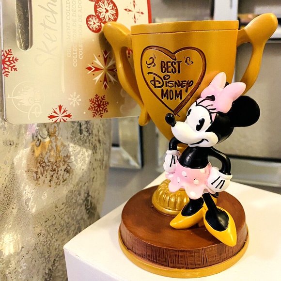 Disney MINNIE MOUSE Trophy Best Disney Mom Christmas Ornament Sketchbook NWT - Picture 3 of 8